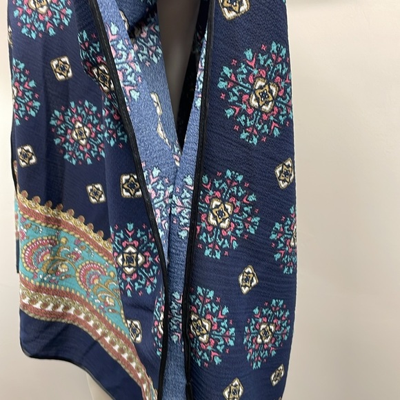 Melrose And Market Navy Blue Print Open Front Kimono One Size - Picture 3 of 16